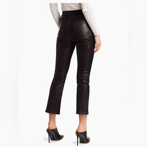 Frame Denim Shiny Black Leather Flare Pants